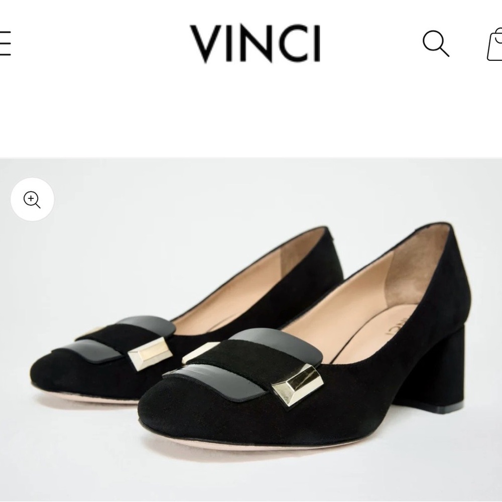 The Olney Black Suede Leather Block Heel Pump Women Shoe